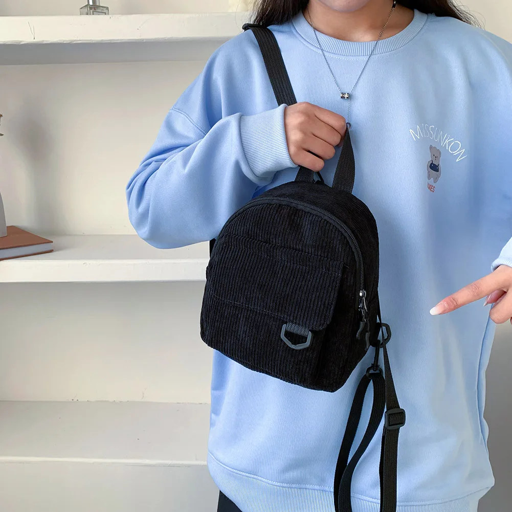 Women Mini Corduroy Backpack Preppy Style Girl Autumn Winter Fashion Small School Bag Cute Women's Backpack Bag mochila femenina