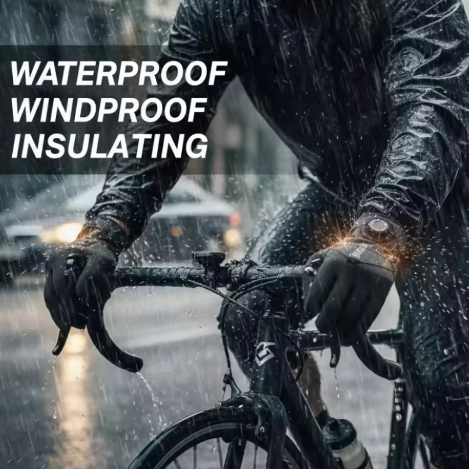 GTUBIKE 1 زوج قفازات ركوب الدراجات الشتوية الدافئة مقاوم للماء يندبروف للجنسين مع شاشة تعمل باللمس لركوب الدراجات في الهواء الطلق التزلج الجري Bycicle #6