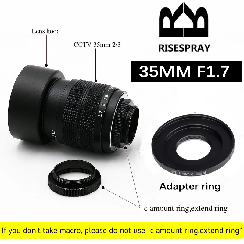 RISESPRAY 35มม.F1.7ขนาดใหญ่ Portrait/พื้นหลัง Virtualization/เหล็กมือเลนส์ใช้ได้กับ Micro กล้องไมโคร