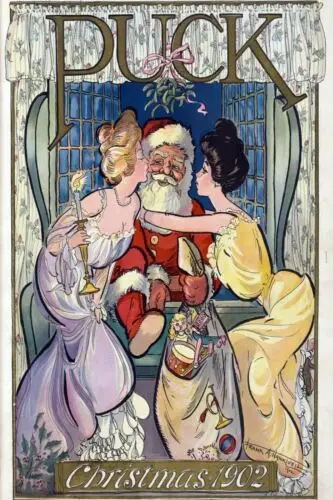 Puck cover Father Christmas Vintage Retro Style Metal wall sign plaque Xmas 1902 sign