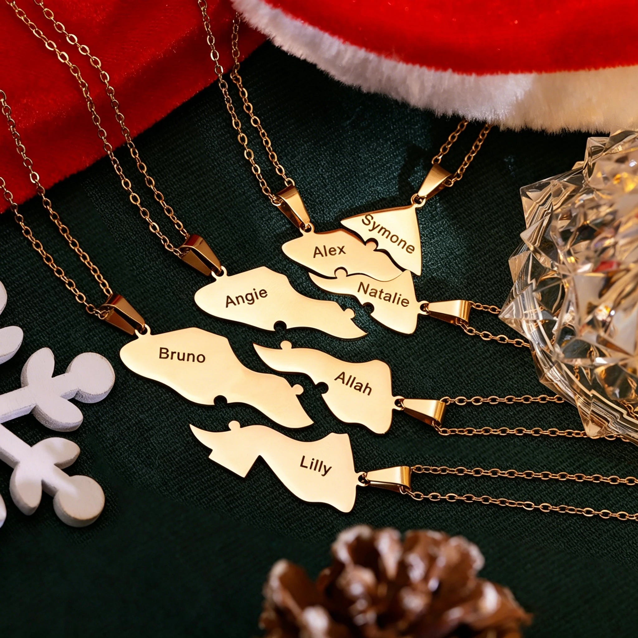 DIY Name Weihnachts-Schlüsselanhänger Edelstahl Personalisierter Anhänger Halskette Modisches Geschenk für Sie Ihn Feiertagsschmuck Jubiläum – Detail 4
