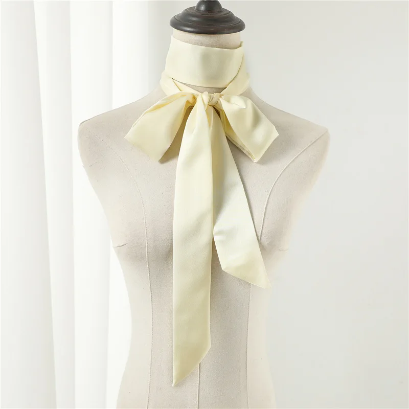 

DIY Women Satin Silk Narrow Scarf Neckerchief Solid Neck Scarves Long Silk Thin Scarf Head Neck Hair Band Bag Ribbon Headbands