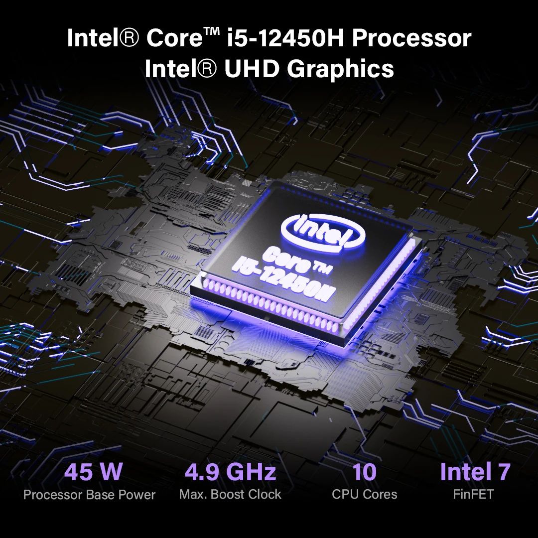 كمبيوتر Maxtang Intel Core i5 1240P 12C 16T 4.4 جيجا هرتز T صغير الحجم للغاية مع DDR5 64GB WIFI6 USB3.2 USB2.0 LAN USB-C للمكتب المنزلي