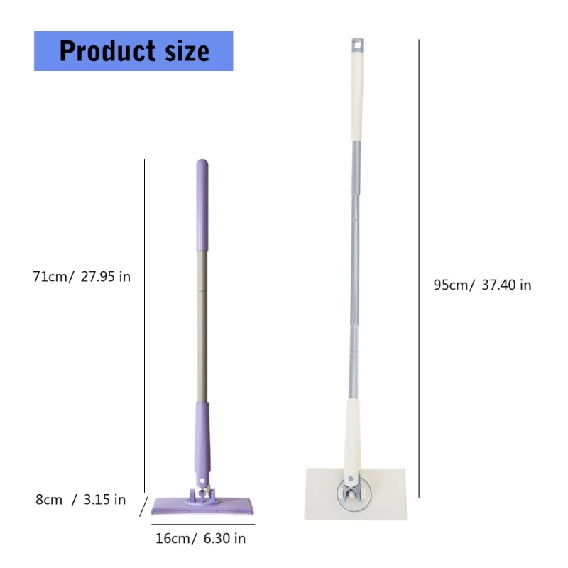 Effortlessly Cleaning Mini Sweeping Mop Flat Dust Mop with Auto Fabric Change 360°Rotation for Home Use Bathroom Mopping