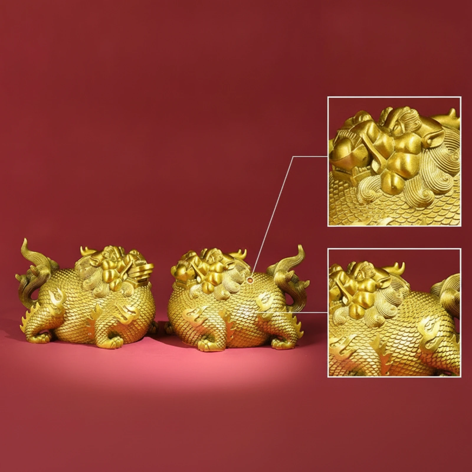Brass Pixiu Ornaments Golden Pixiu Figurine Figurines Shiny Ornament Traditional for Office, Living Room