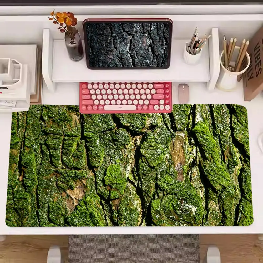 Natural Tree Bark Texture Mousepad, Vintage Wood Grain Crack Surface Large Gaming Desk Table Mat