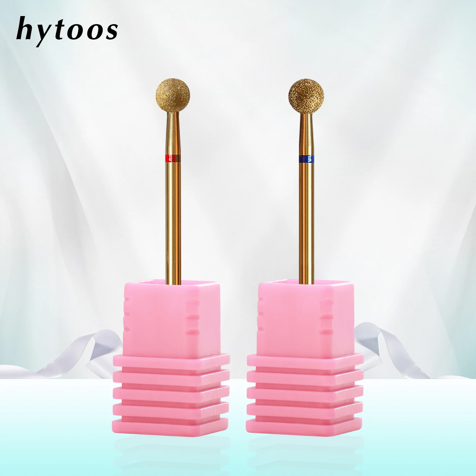 HYTOOS 5mm Ball Cuticle Clean Nail Drill Bit, Titanium Russian Diamond Nail Bits Nail Cleaner Accessories Tool for Dead Skin