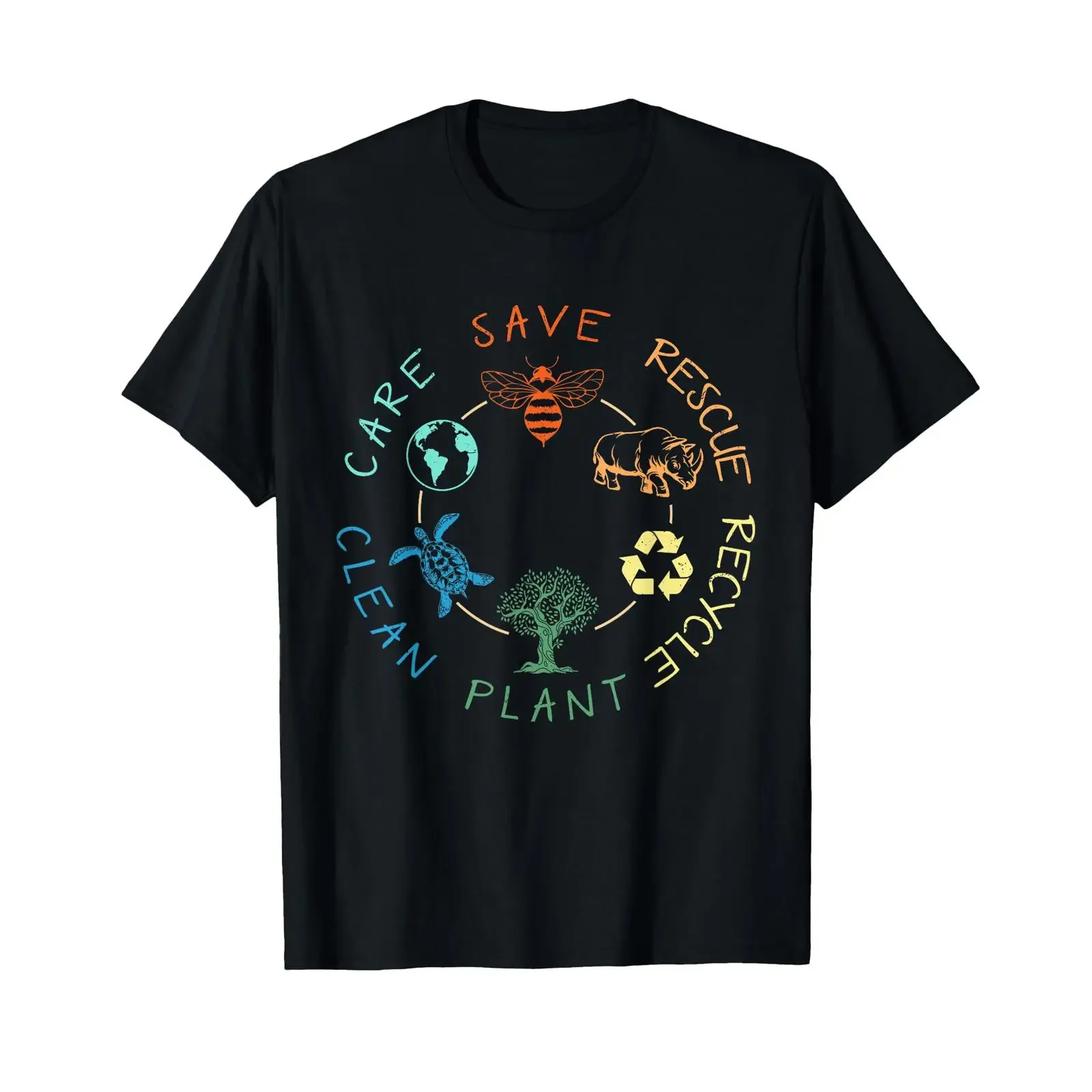 Save Bees Rescue Animals Recycle Plastic Earth Day T Shirt vintage Washed Versatile Soft Stylish Comfortable fashion graphic