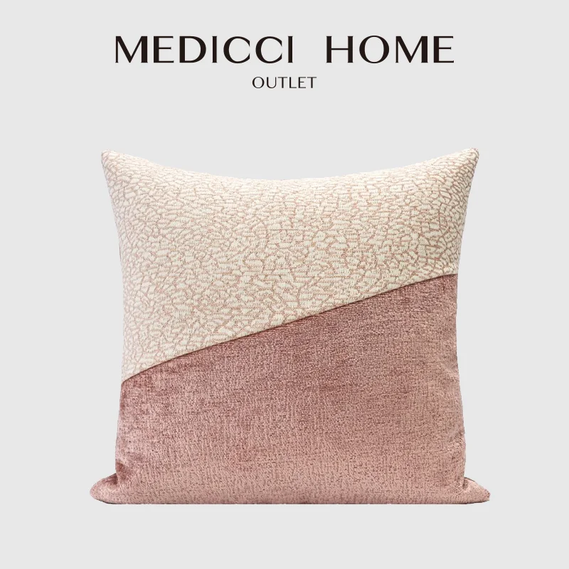 Medicci Home Pink Cushion Cover Dirty Tangerine Powder Color Decoration Jacquard Pillow Case Morden Luxury Department Chic Decor