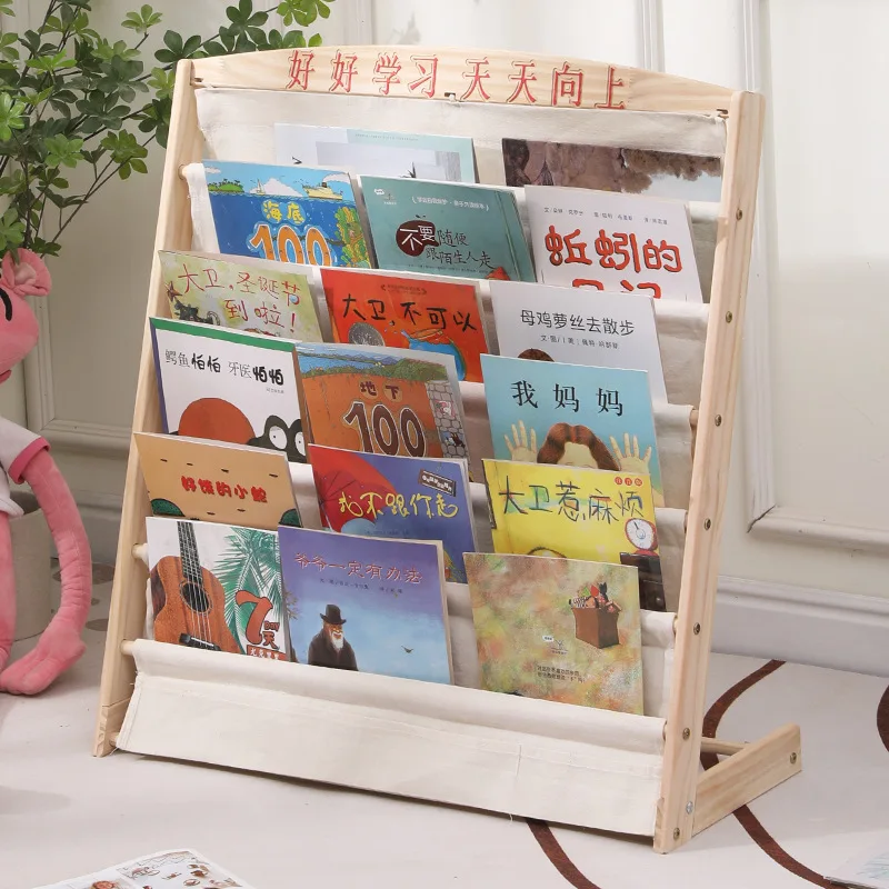 

Wooden Children's Bookcase Kindergarten Bookcase Living Room Multi-storey Storage Shelves Landing Students Arrange Bookcases