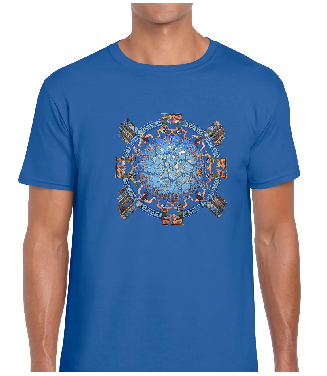 Футболка унисекс с изображением древнеегипетского календаря и сфинкса в винтажном стиле