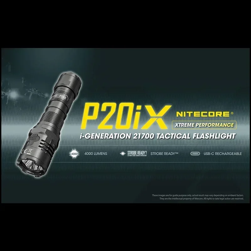 Nitecore P20ix Tactical Flashlight CREE XP-L2 V6 LED 4000 Lumen USB-C Rechargeable with NL2150HPi Battery Troch Light