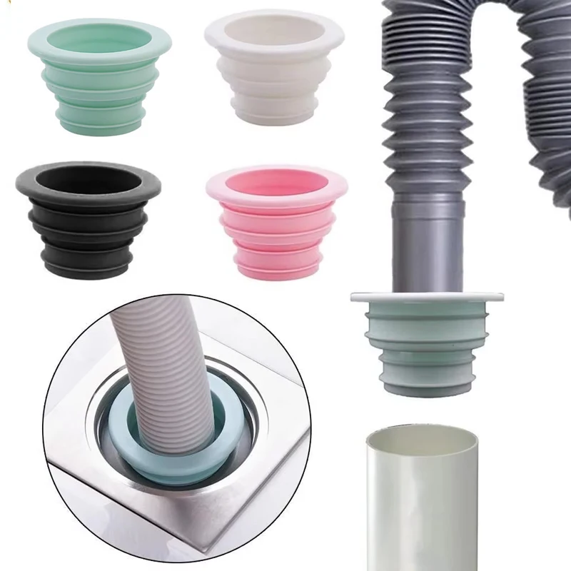 1/6pcs Silicone Bathroom Sewer Seal Ring Kitchen Sink Sewer Pipe Seal Plug Washing Machine Anti-odor Leakage Floor Drain Seal Co