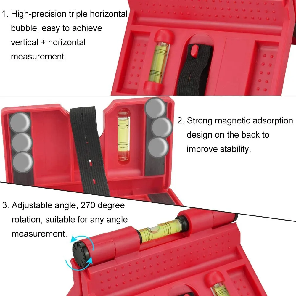 Level Fence Post Pipe Magnetic Activity Tube Angle Meter With Strap Horizontal Vertical 3 Vials For Installing Wooden Pillars