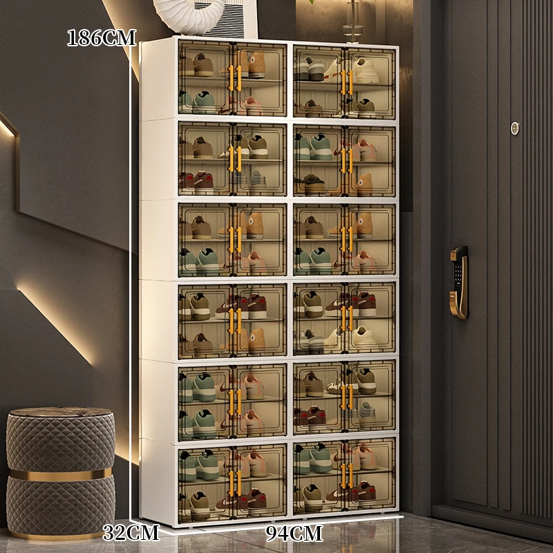 Household door plastic shoe cabinet storage cabinet transparent shoe storage integrated shoe rack