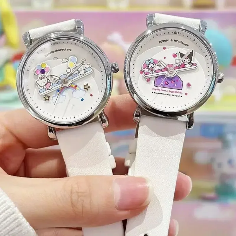 Sanrio Kitty Kuromi Melodie Quartz Lichtgevend Horloge Waterdicht Eenvoudig Horloge Student Hoogwaardig Meisje Geschenken