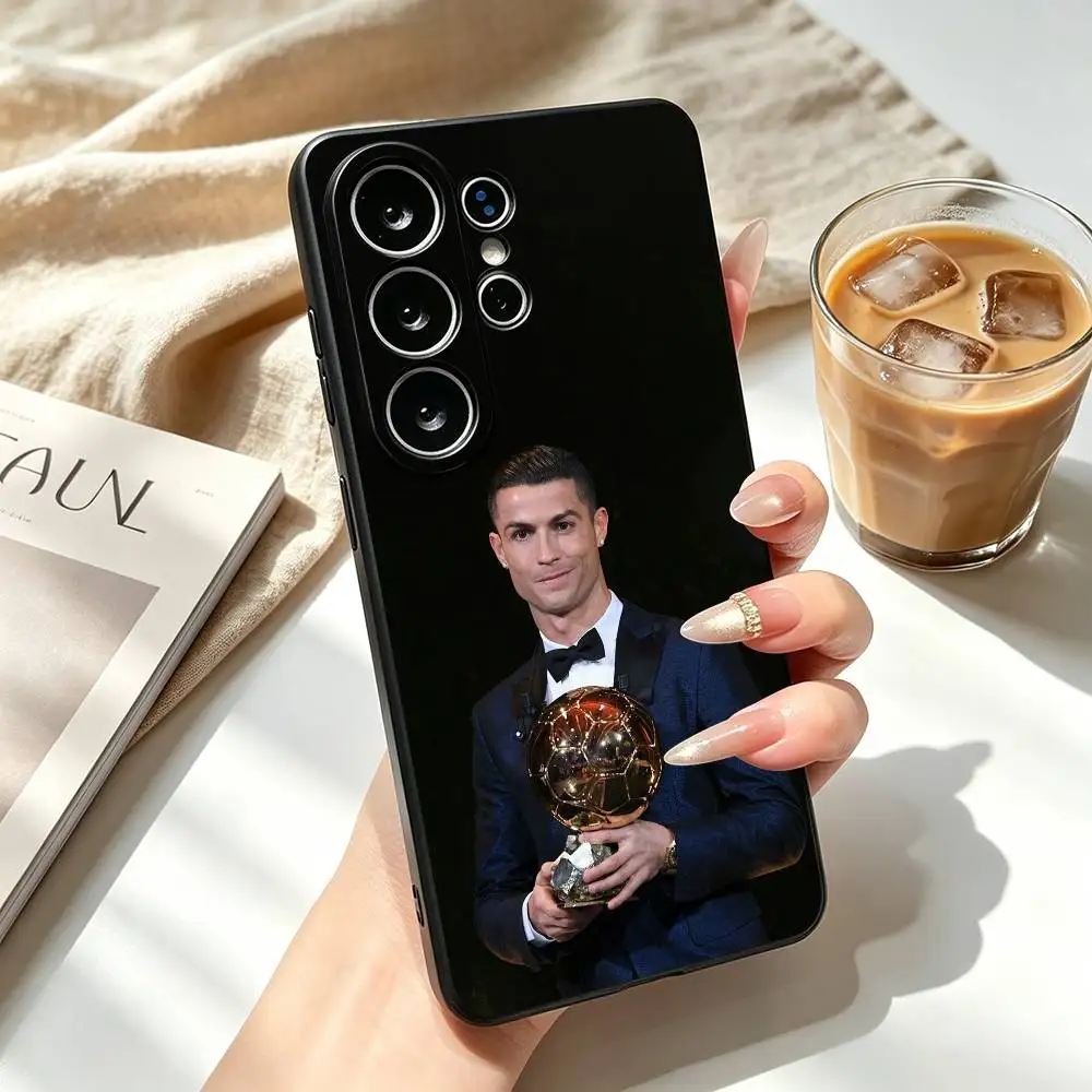 Trending Soccer Star CR7 Ronaldo Phone Case Black Silicone Soft For Samsung S26,S25,S24,S23,S22,S21,S30,Ultra,Plus,Fe,Lite
