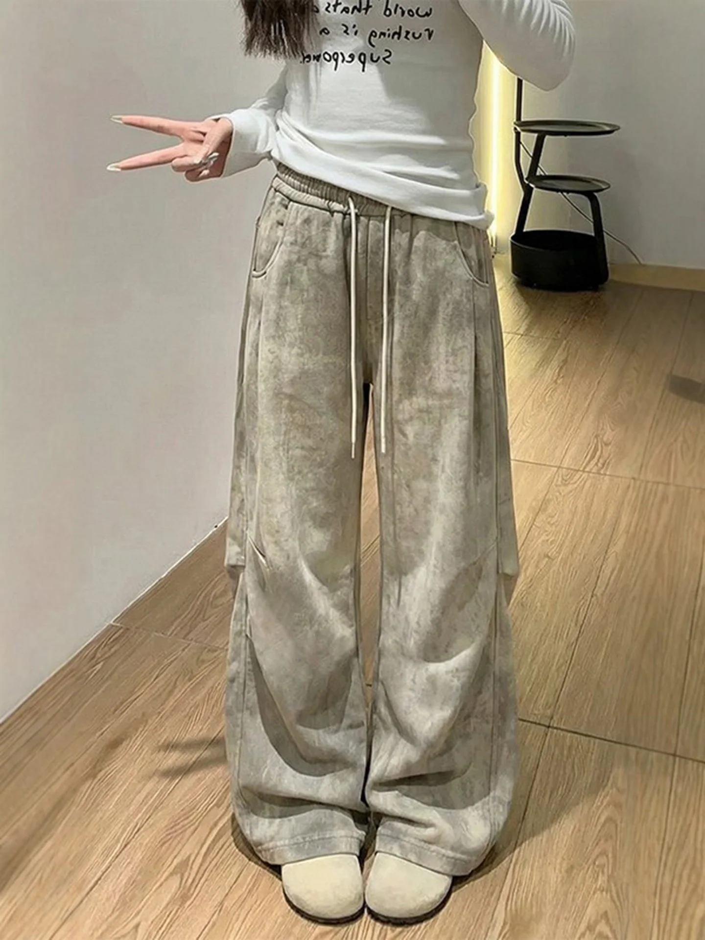 

Мужские брюки American Sle Distred Tie Dye, свободного кроя, прямые, рабочие, весна-осень, с небольшими складками, широкие штанины...