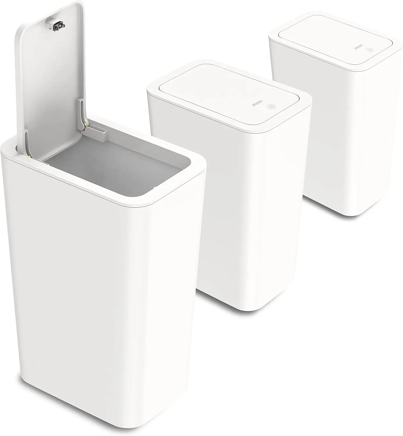 

3-Pack Small Trash Can with Pop-Up Lid, 2.6 Gallon Slim Waste Basket for Bathroom, Kitchen, Office