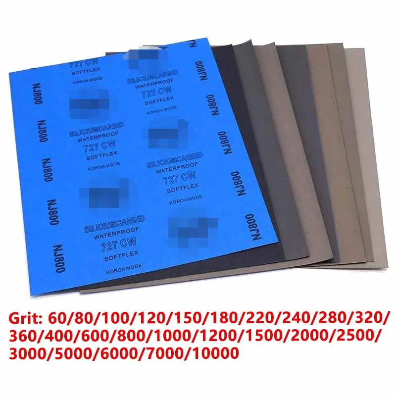 60-10000 Grit SandPapers Wet and Dry Polishing Sanding Wet/dry Abrasive Sandpaper Paper Sheets Surface Finishing Made 2 Pcs