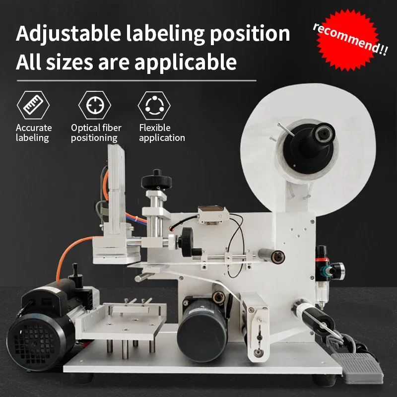 Label Markers Semi Automatic Pneumatic Flat Labeling Machine LT-60 Sticker Labeler for Juice Bottle Tagging Logo Tools 220V 110V