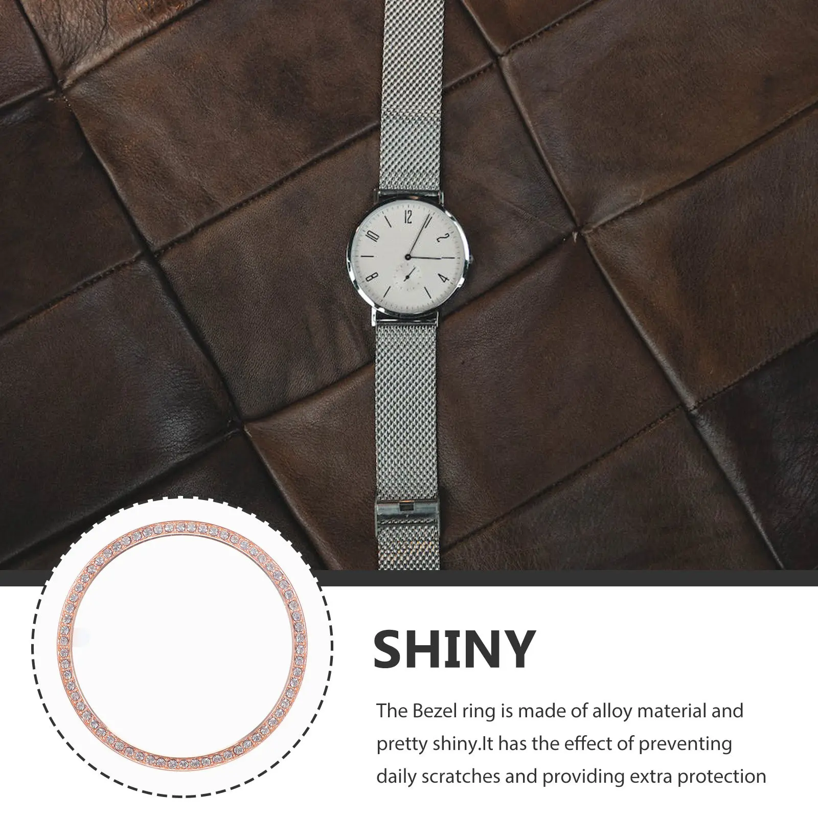 Anel de Bezel de Liga de Diamante para Smartwatch, Cor Ouro Rosê, Compatível com 42mm, Proteção contra Riscos e Colisões, Acessório Aprimorado