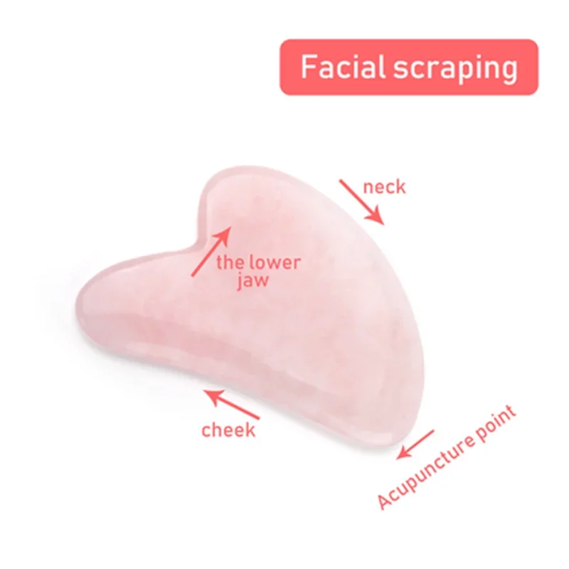 Natural Jade Gua Sha Board Original Rose Quartz Facial Massager Roller Stone Massage Face Neck Skin Lifting  Care Face Mask