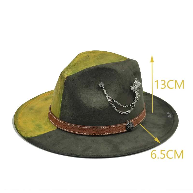 Color Matching Hand-painted Hats for Men and Women Suede Fedora Hats Jazz Hats Gold Skull Accessories Personalized Party Hat