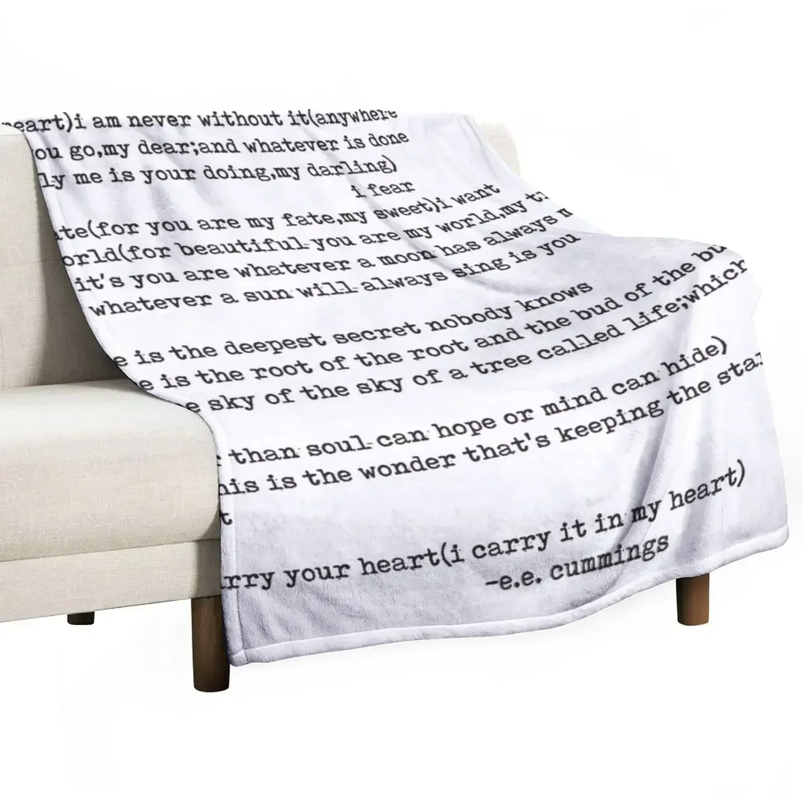 I Carry Your Heart With Me E.E. Cummings Typography Throw Blanket Warm Napping Blanket for Office Couch Bed