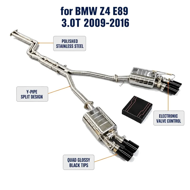 SS304 Cat-Back Exhaust for BMW Z4 E89 3.0T 2009-2016 TIG Welded Mandrel Bent Bolt on Performance Tuning