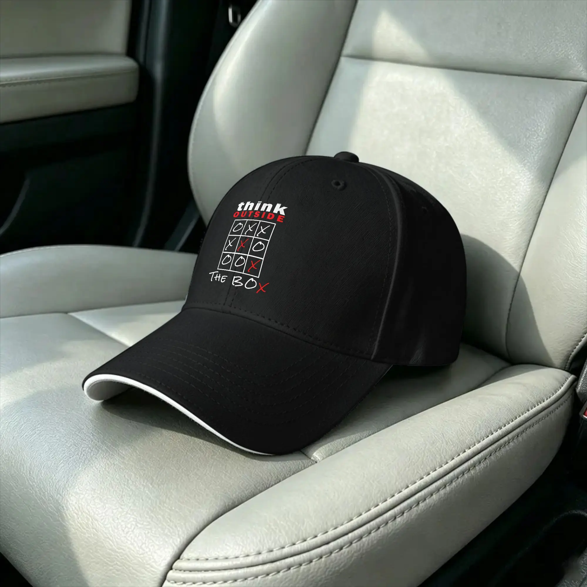 Think Outside the Box Tic Tac Toe Casual Baseball Cap Camping Trucker Hat Summer Sunscreen Men Women Classic Baseball Caps