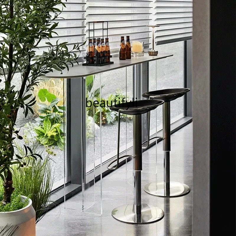 

V Household metal stainless steel lifting bar chair high stool can be customized front desk chair