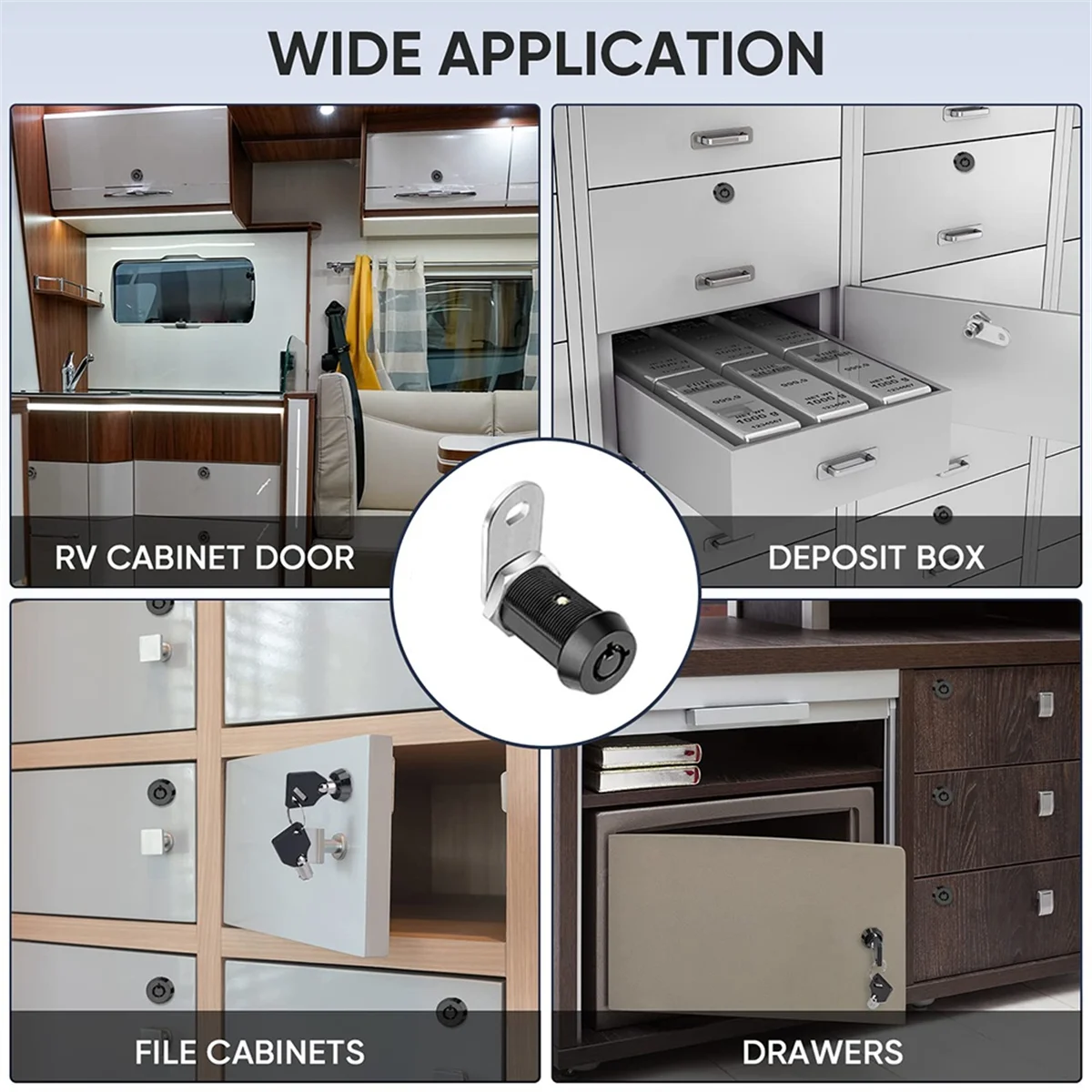 ELBA_Cabinet Lock with Key, 5/8 Inch Heavy Duty Tubular Cam Lock