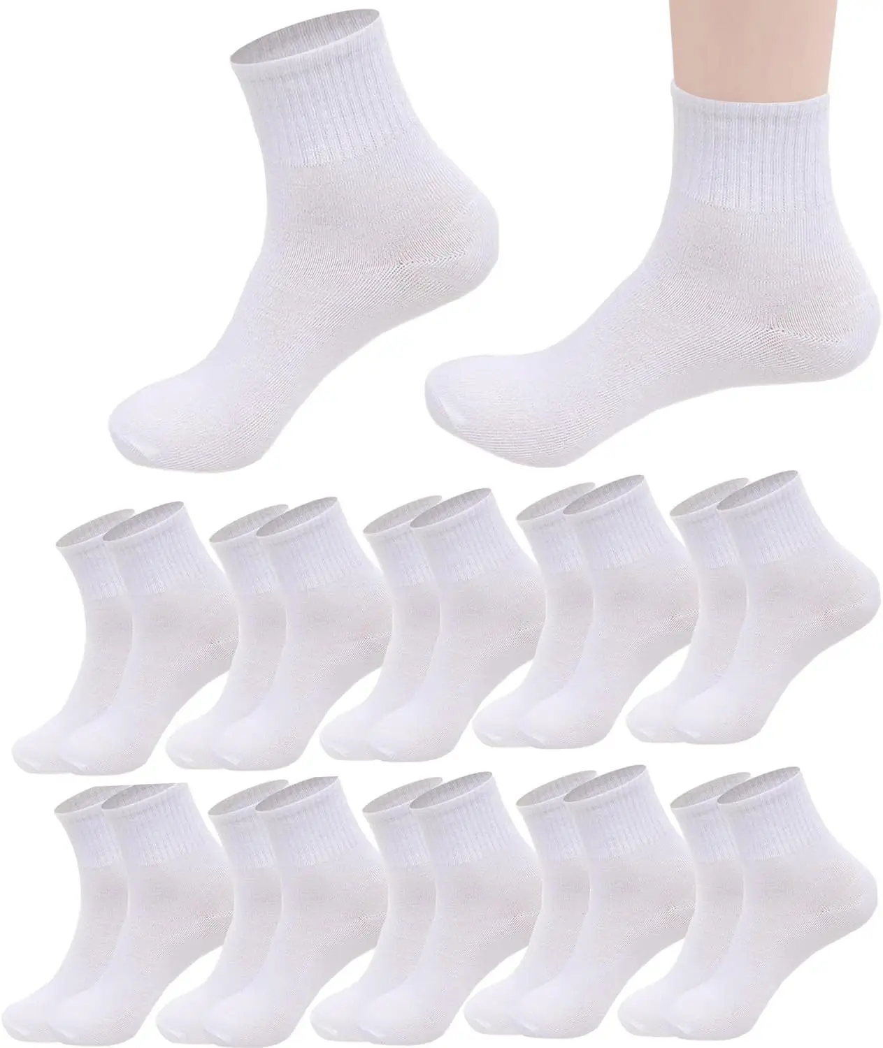 

10 Pairs Thin Crew Socks for Men & Women, Breathable Casual Athletic Ankle Socks