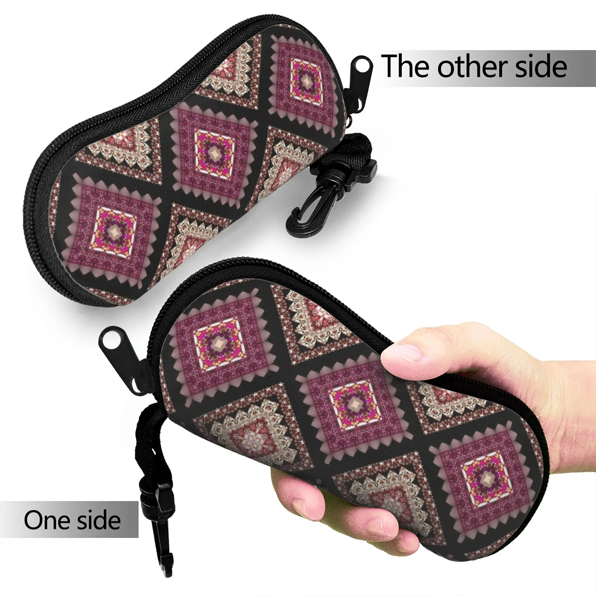 Retro Bohemian Woven Pattern  Glasses Case  Custom Sunglasses Pouch Convenient Eyeglass Protector Vintage Eyewear Accessory