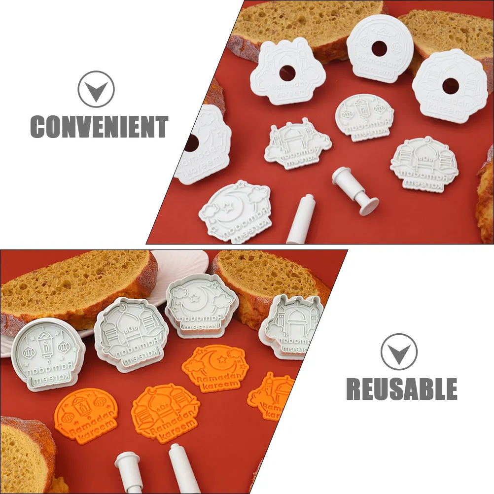 

4pcs Cookie Mold Reusable ABS Material Multifunctional Press Cutter Stamp Easy Demould Baking Cartoon DIY Tool