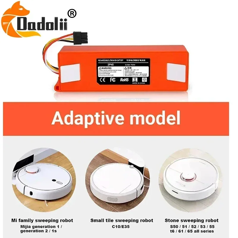 

Original 14.4V 12800mAh Robotic Vacuum Cleaner Replacement Battery For Xiaomi Roborock S55 S60 S65 S50 S51 S5 MAX S6 Parts
