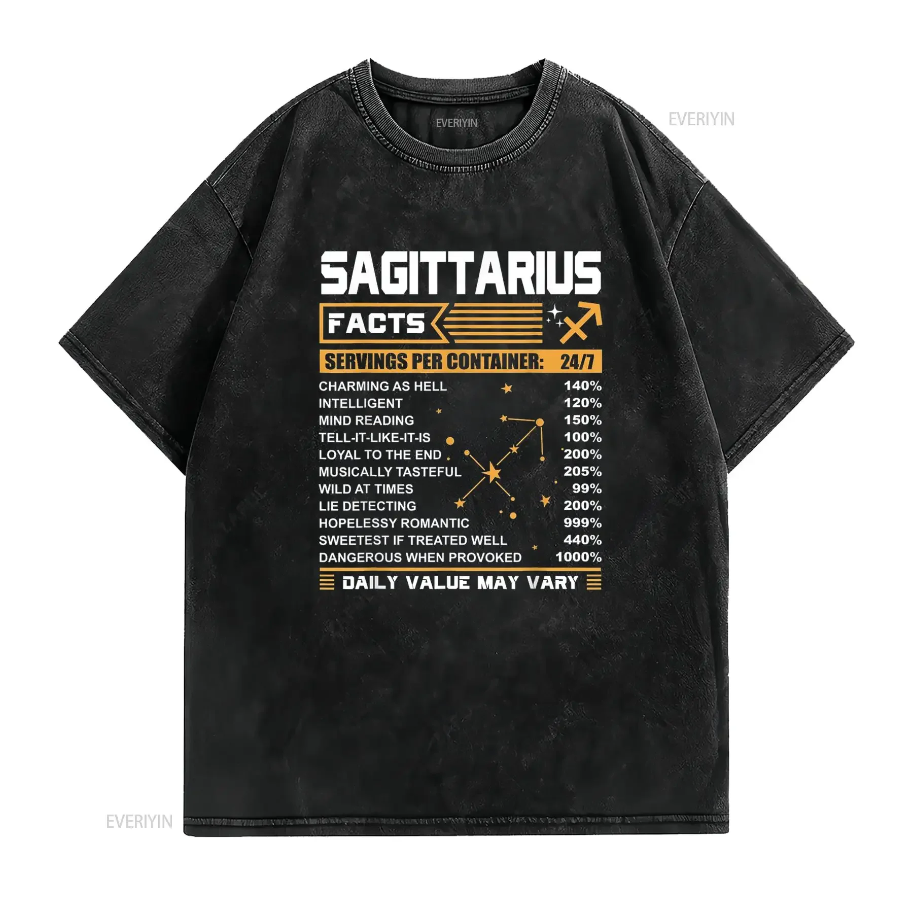 Sagittarius Birthday s Facts Funny T Shirt vintage Washed Stretched streetwear Breathable Stylish Casual Unisex Slightly homme