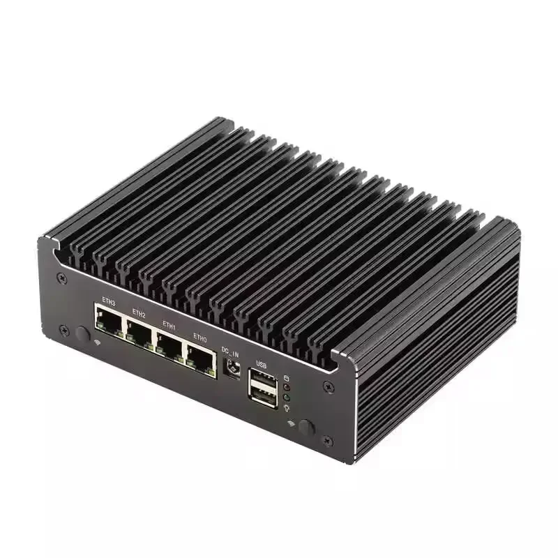 4 LAN i226-V 2.5G Solid Fanless Firewall Mini PC Intel N100 Pentium N6005 DDR4 COM USB-C pfSense OPNsense ESXi Computer