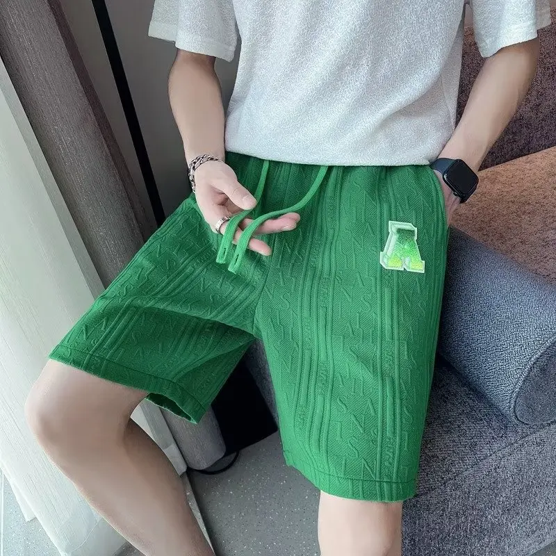 2023 Spring Men\'s Shorts Korean Fashion Green Shorts Harajuku High Street Men\'s Clothing Men\'s Casual Shorts At Home New