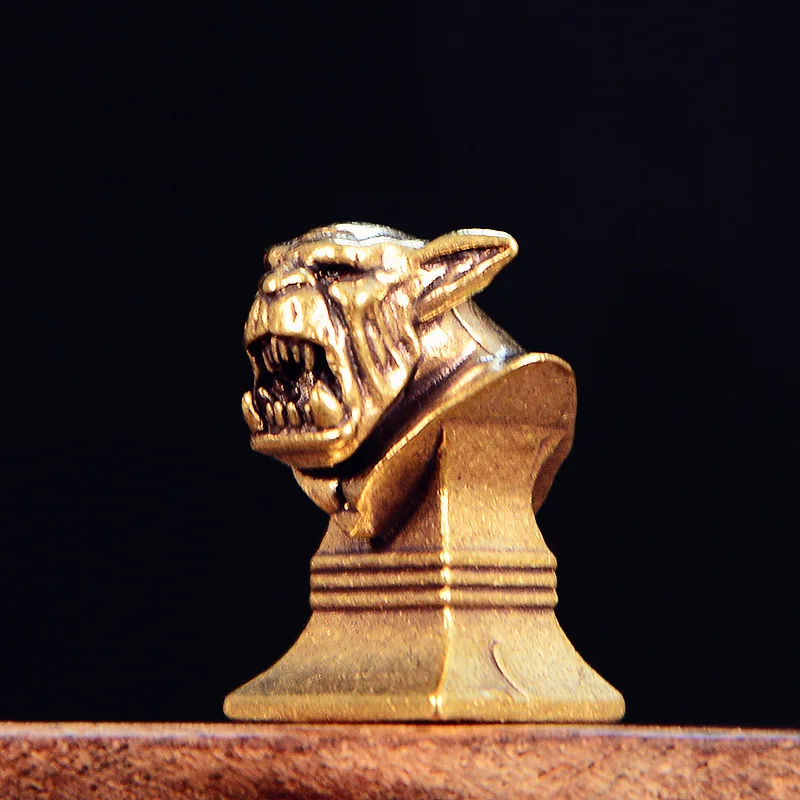 Brass Orcish Warrior Bust Sculpture Figurines Miniatures Desktop Ornaments Retro Metal Model Crafts Home Decorations Accessories