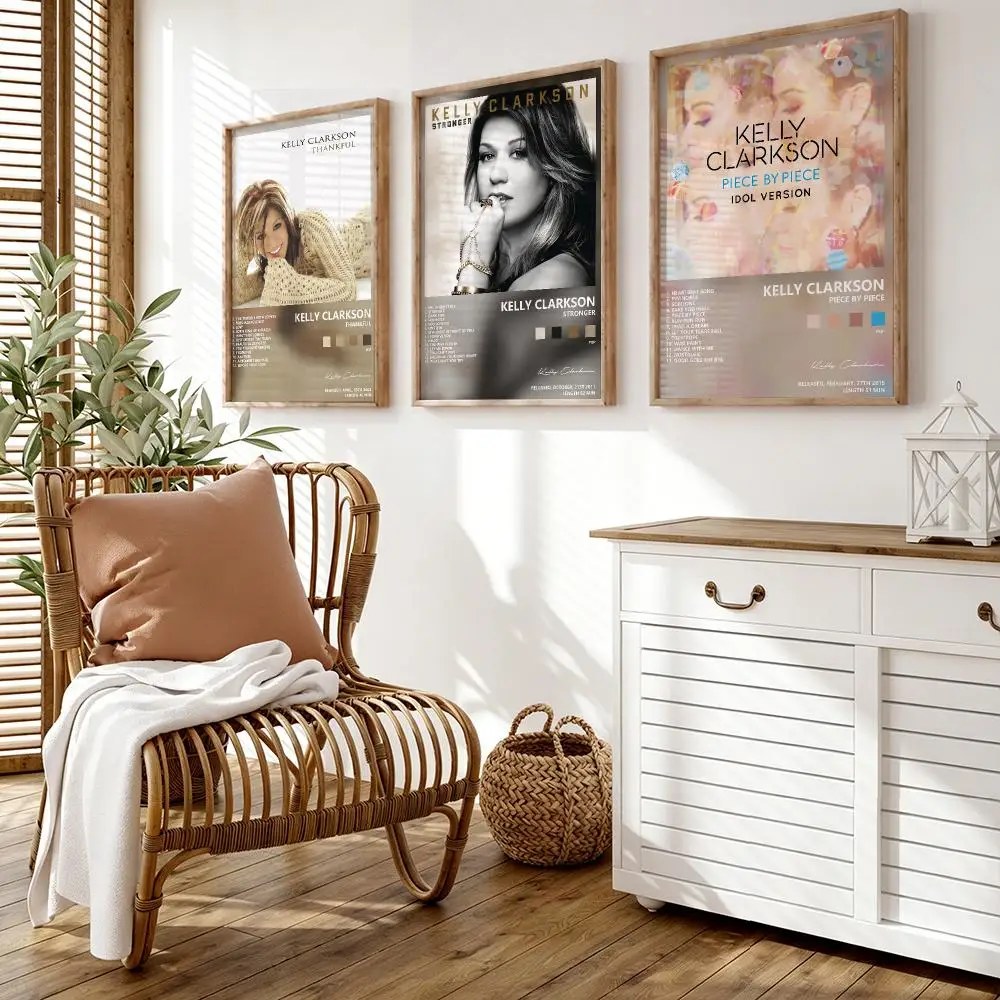 Kelly C-Clarkson Album Poster Wall Stickers HD Painting Self Adhesive Art Decals for Bedroom Living Room Home Decor