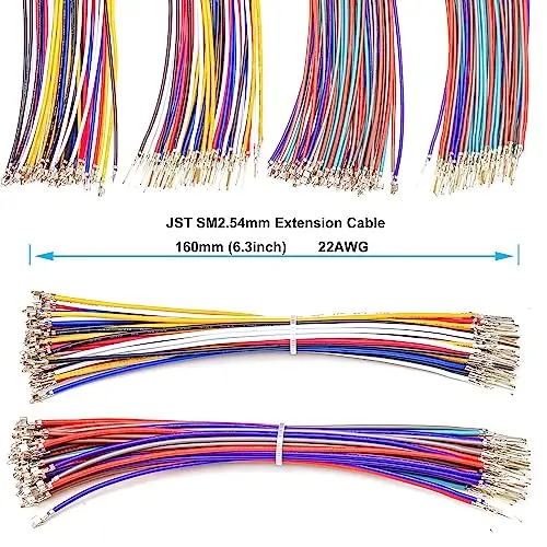 JST 커넥터 키트 프리미엄 암수 커넥터, 2.5mm 피치 JST-SM 2.54, 22AWG 사전 압착 케이블, SM 2.54mm (SM-MF-B)