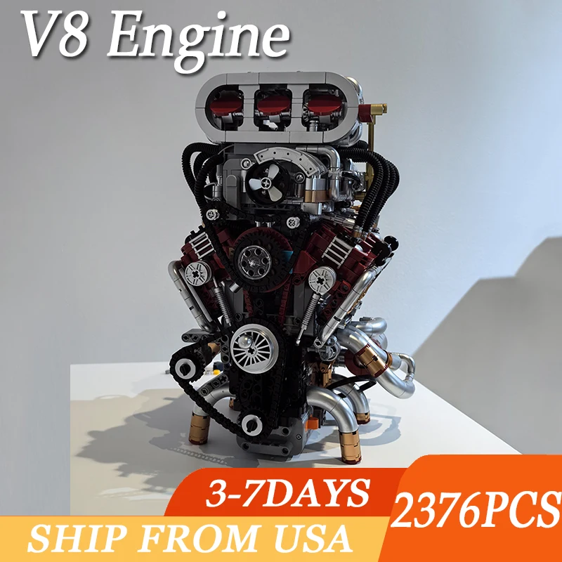 

2374PCS V8 Engine Model Building Blocks Toys Kit Desktop Ornaments Assembly Bricks Technical Simulated Motor For Ideal Gifts
