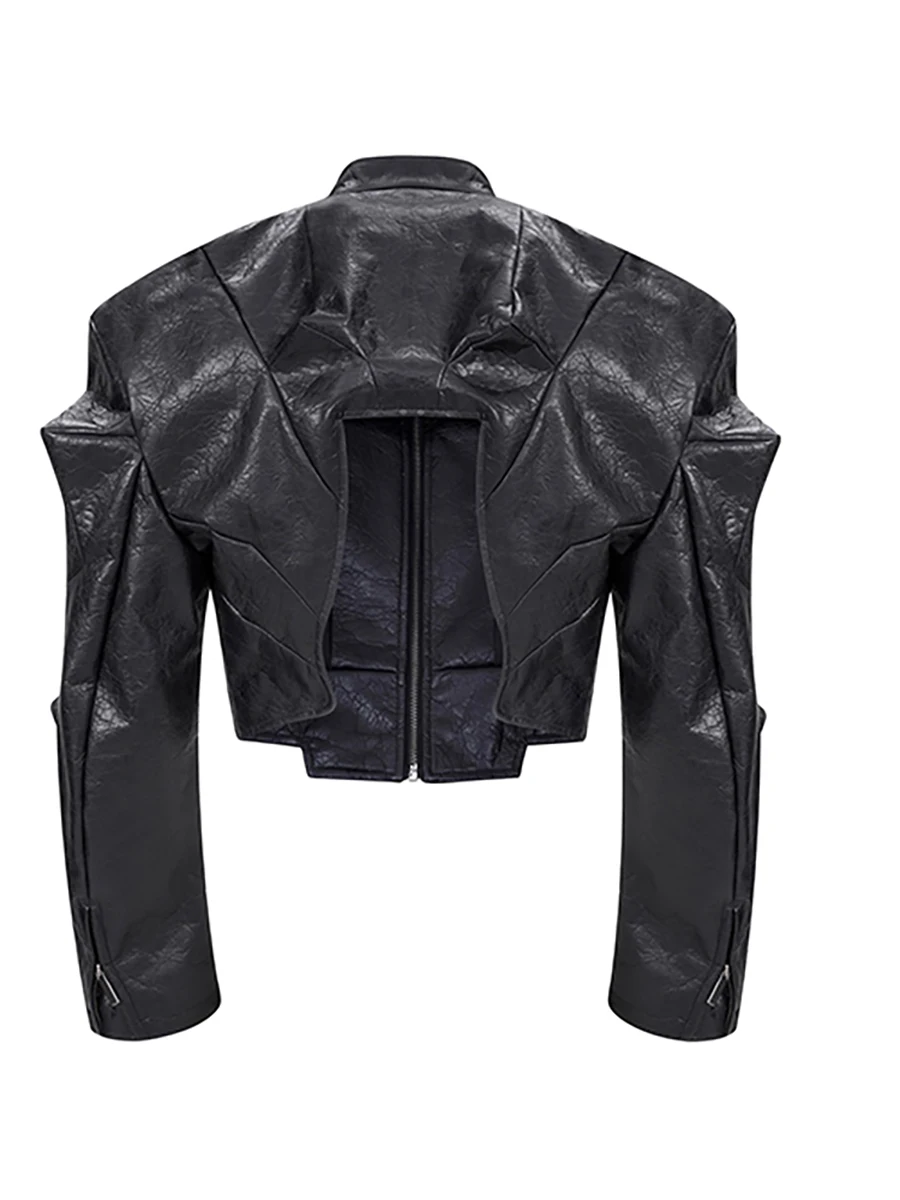 Mauroicardi Primavera Autunno Fresco Bello Breve Decostruzione Pu Giacca di Pelle da Uomo Designer di Lusso Abiti in Stile Punk Streetwear