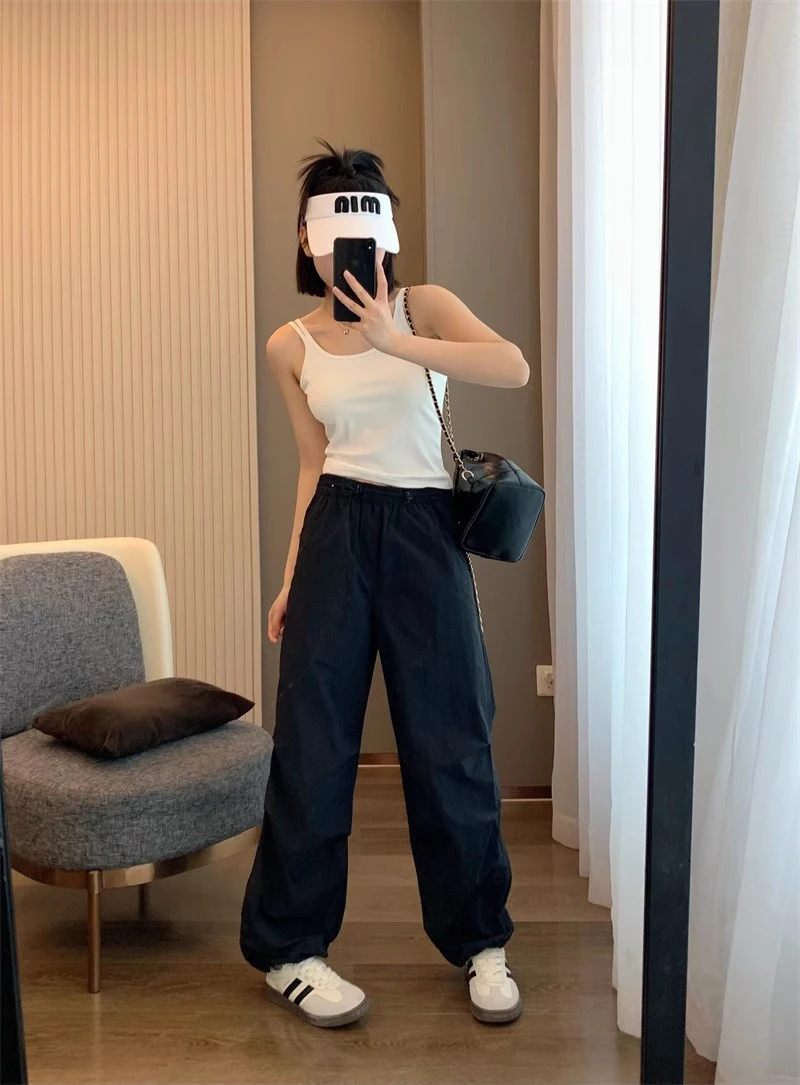 Pantalon Cargo pour femme, vêtement de rue, en peluche, en Nylon, doublé polaire, chaud, surdimensionné, isolé, coupe-vent, confortable, OL, hiver