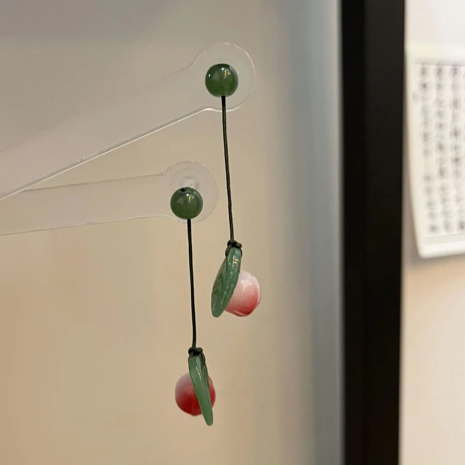 New Chinese Fashion Flower Shaped Earrings for Women Vintage Jade Stone Long Tassel Elegant Jewelry Ethnic Hanfu Accessories