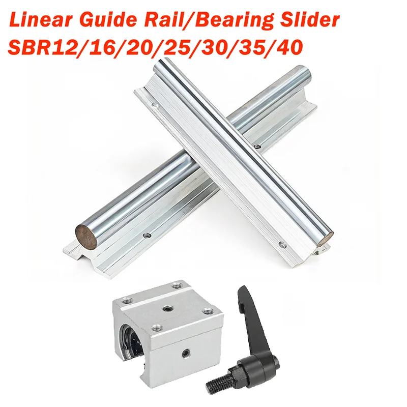 Linear Guide Rail L: 100mm 200mm 300mm 400mm 500mm Linear Ball Bearing Block Slider SBR12/16/20/25/30/35/40 For CNC Router Part
