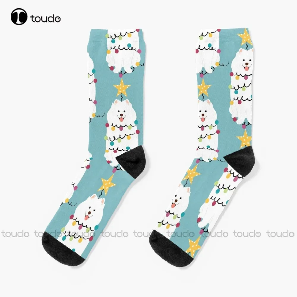 

Самоедские носки с рождественской елкой, мужские носки, унисекс, носки для взрослых и подростков, молодежные носки, персонализированные на заказ 360° ° Цифровая печать HD высокого качества