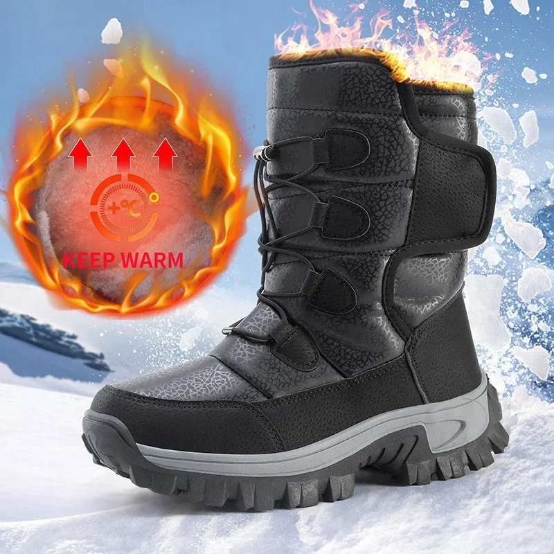 

Fashion Couple Boot Winter Plush Warm Cotton Boot Waterproof Platform Snow Boots for Men Women Non Slip Hiking Boot Botas Hombre